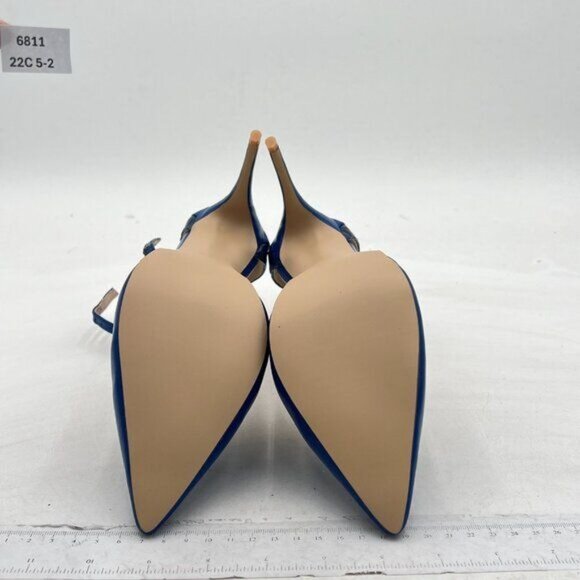 FOWT Navy Ankle Strap Pointy Toe High Heel D’orsay Double Slim Straps Pump - Picture 7 of 8